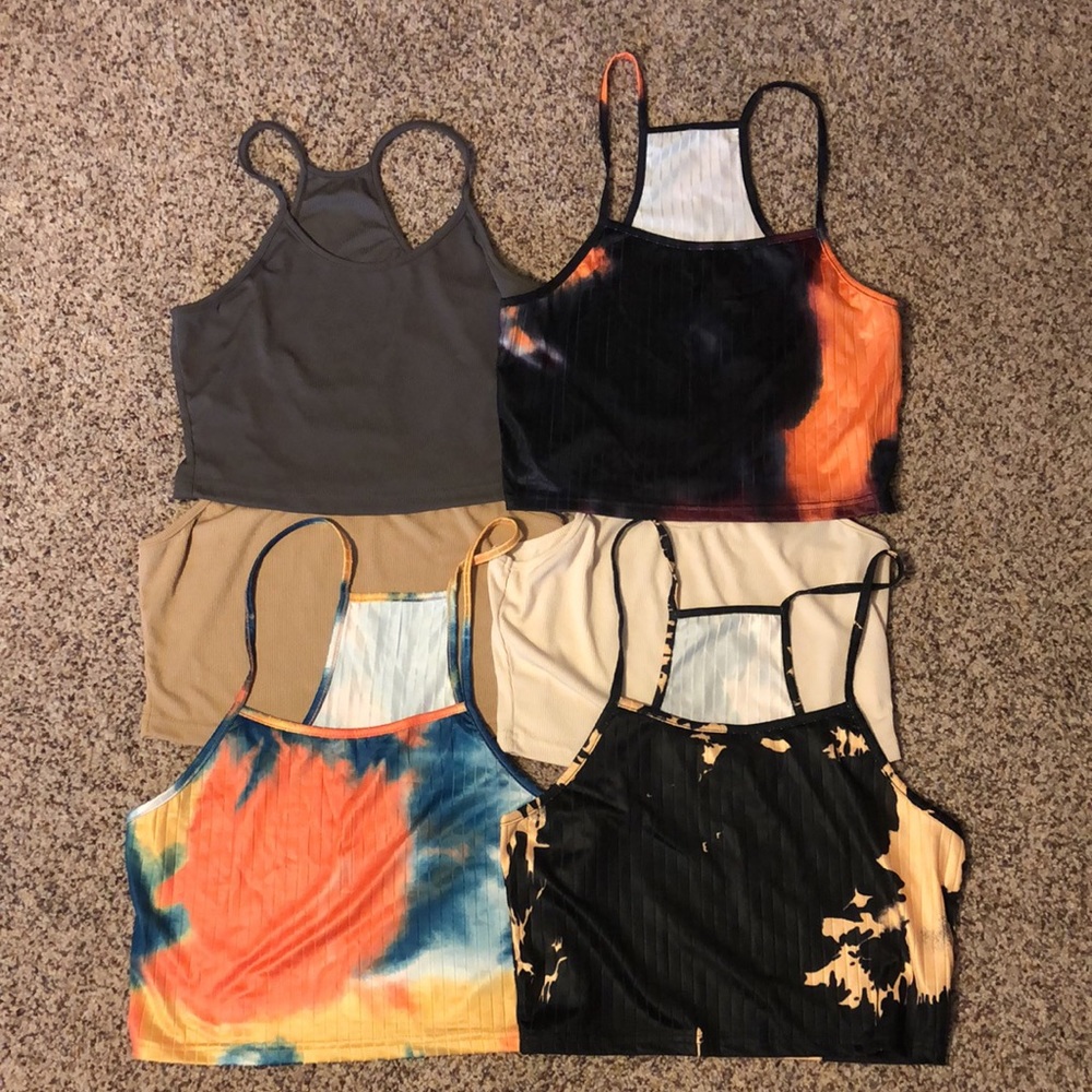 Used women’s camisole crop tank tops Sz large set of 6 multi color - Picture 4 of 9